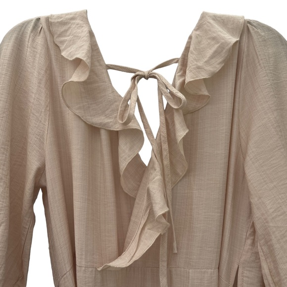 SIMPLEE SZ LARGE MAXI RUFFLED, WRAP AROUND BOHO CASCADING FLOWING DRESS. - Picture 9 of 10